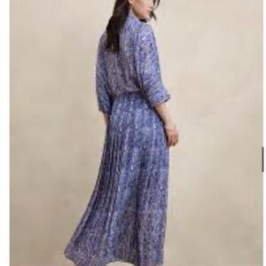 BANANA REPUBLIC Oversized Drapey Shirt & Maxi Skirt.  Blue Geo.  NWT. M/L